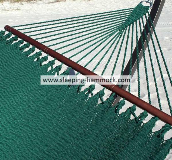 Extra Large Bow Green Caribbean Style Hammock Outdoor Portable , Heavy Duty Rope Hammock