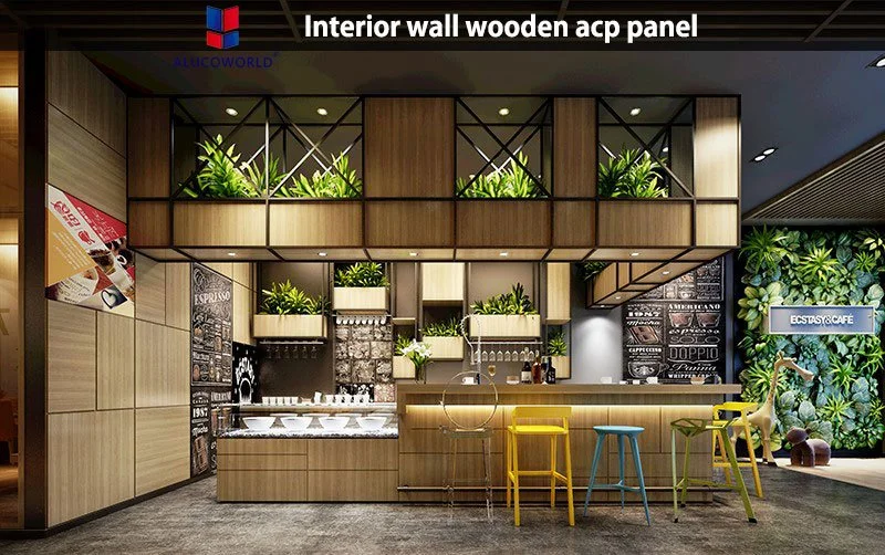 2-6mm Timber Stone Teak Wood Texture Aluminum Composite Panels For Wall Cladding And Interior Design