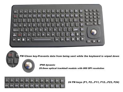 Teclado Ruggedized da borracha de silicone com a montagem ótica do painel do Trackball