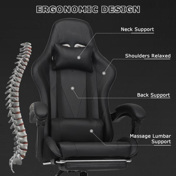 Customized Color High Back Video Ergonomic Racing Metal Type PC Gaming Chair with Footrest