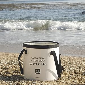Collapsible Bucket 5.3 Gallon Portable Camping Outdoor Buckets Water Container Basin Foldable for Hiking Travel