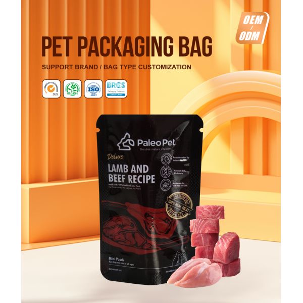 Custom Logo Printed Plastic Zipper Pet Food Pouch Moisture-Proof Pet Packaging Bags For Dog Cat Food