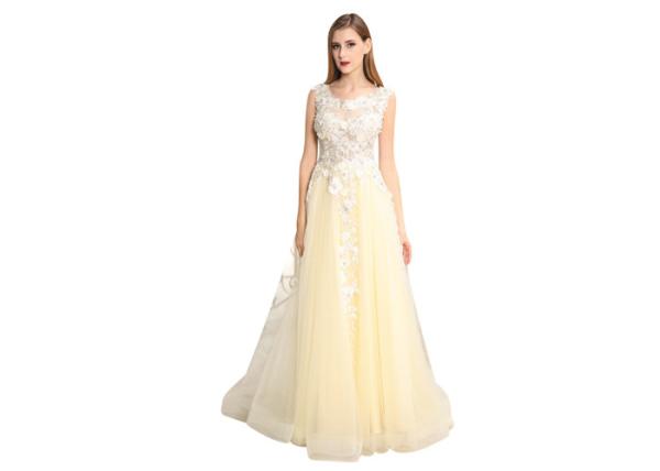 Women'S Evening Saudi Arabic Evening Dresses Floor Length Polyester Fabric