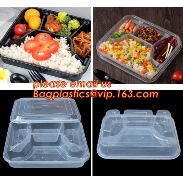Коробка бенто пластикового устранимого пластикового взятия качества еды отсутствующая с 4 отсек, пищевой контейнер контейнеров пластиковый течебезопасный