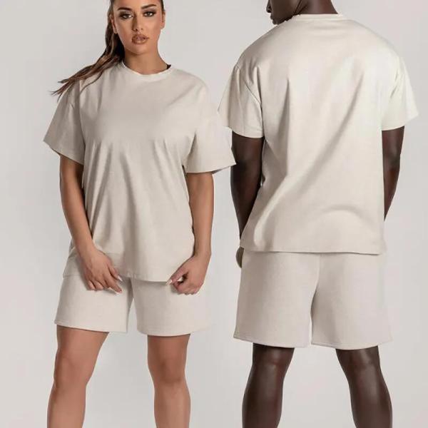                  Customized Women Summer 2 Piece Tracksuit Short Set Unisex Sweatsuit Printed Short Sleeve Summer Shorts T Shirt Set for Men             