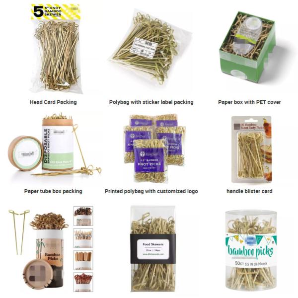 Biodegradable Long Bamboo Knot Cocktail Sticks Picks 21cm For Party