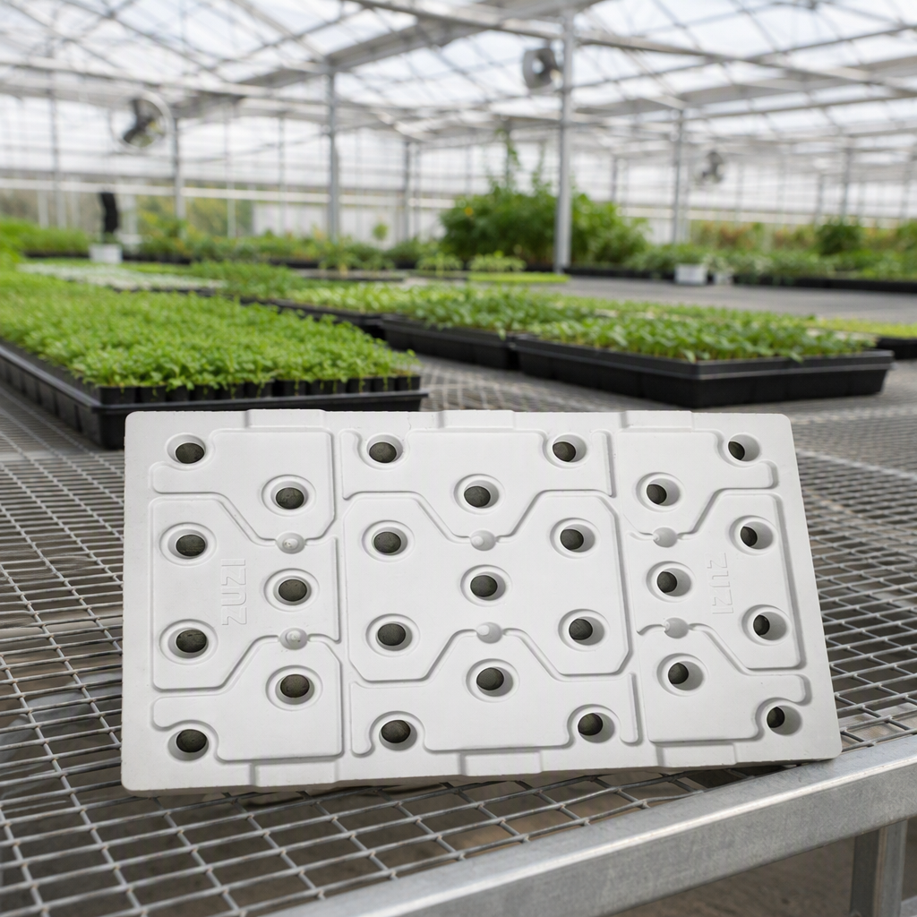 Custom Vacuum Forming Heavy Duty Hydroponic Fodder Polystyrene Nursery Seeding Flat Trays 1020 Tray Black