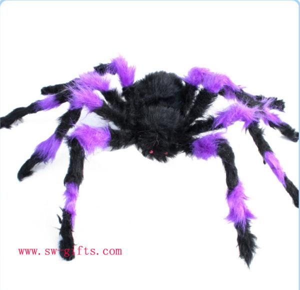 Halloween Supplies Props Decoration Black Flower Plush Spider Plastic Spider