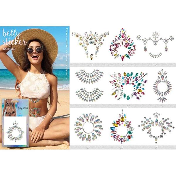 Delicate Self Adhesive Rhinestone Stickers Face Bling Stickers Skin Friendly