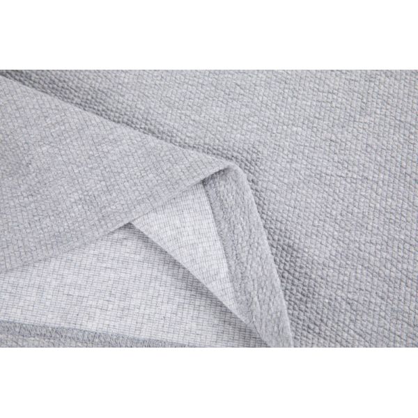 Textured Knit Crew Neck Tee in Light Grey Melange - Cotton-Rich Blend T Shirt for Everyday Comfort