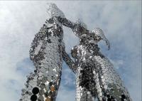 Grande escultura de aço inoxidável abstrata exterior para a decoração pública