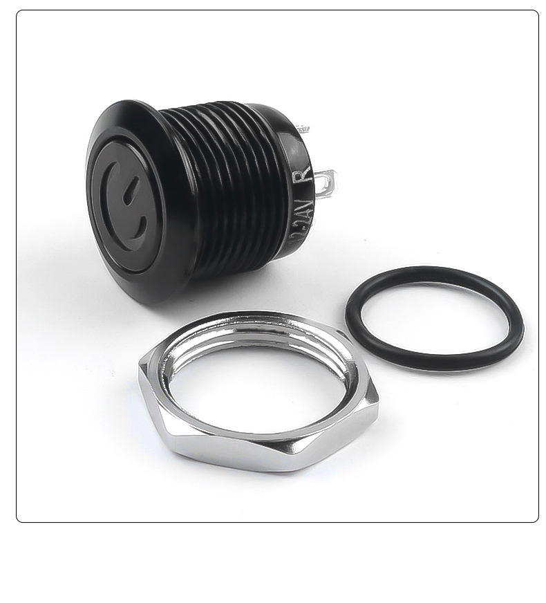 12mm  Ultra Short Oxidized Black Metal Push Button Switch  3-6V 12-24V LED Light Momentary Reset Waterproof