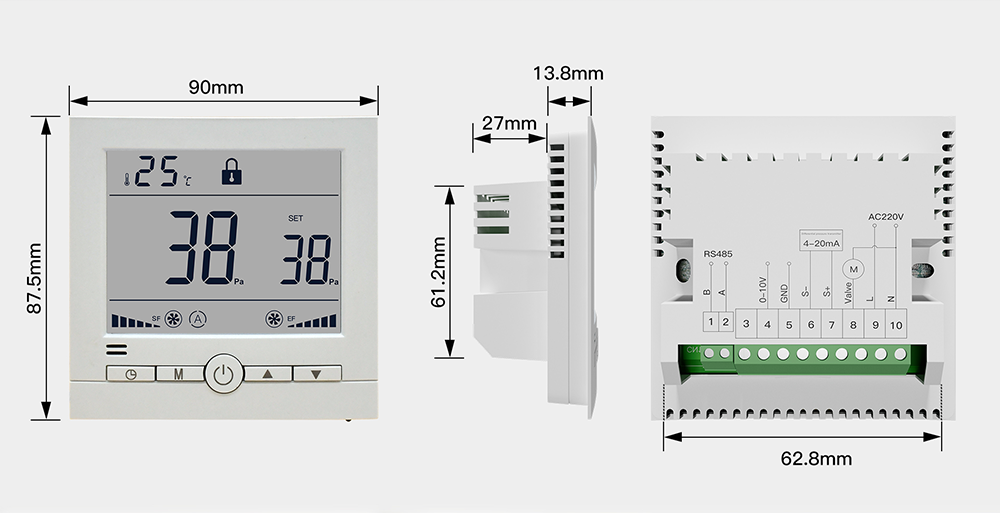 Intelligent Indoor Differential Pressure Controller With LCD Digital Display