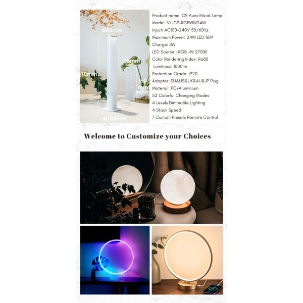 Dimmable Mood Table Lamp 220V Color Changing Night Light Luxury