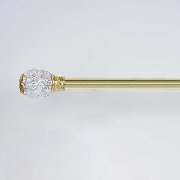 2M Pipe Curtain Pole Golden Aluminum Finials With Metal Single Brackets