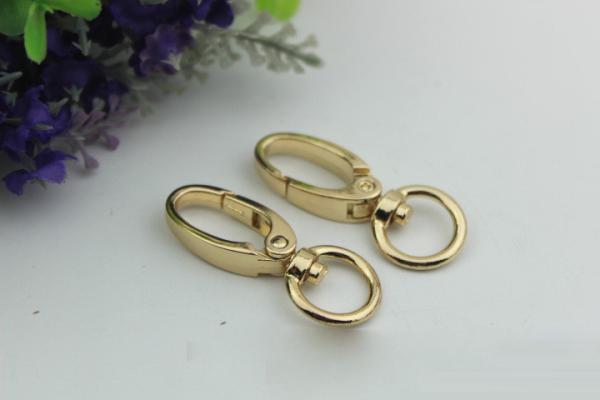 High quality custom nickel color 15 mm round shape eye bolt snap hooks for sling bags