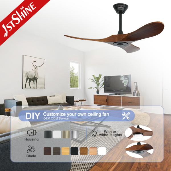 Ventilateur de plafond de 42 pouces avec trois lames en bois massif et moteur CC