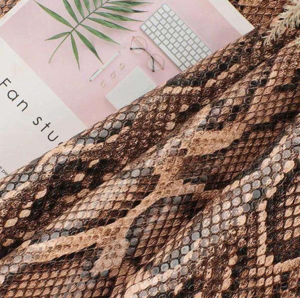 PU Snakeskin Grain Pattern Heat Transfer Film Printing Synthetic Leather Handbag Shoes Wallet Decorate Belt Faux Leather Fabric