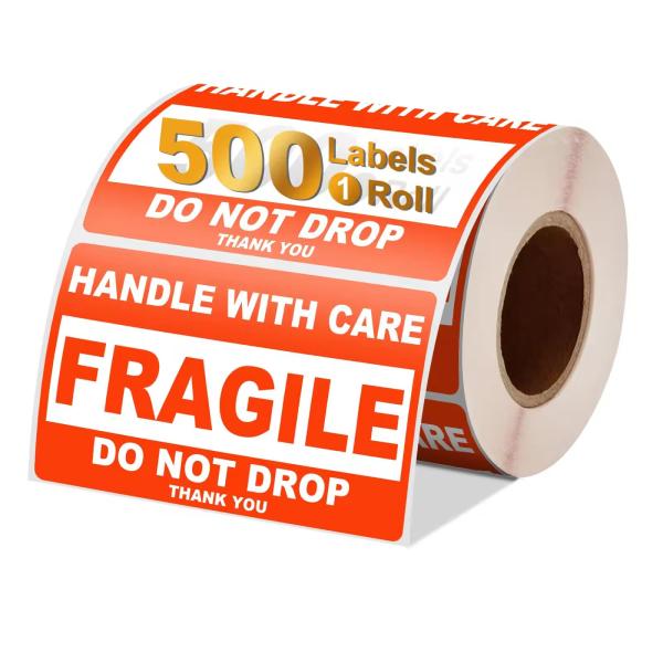 Recyclable Fragile Label THIS SIDE UP Shipping Warning Sticker Roll