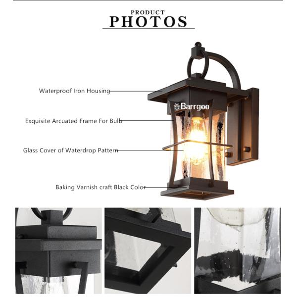 Square Round Vintage Nordic Wall Sconce E27 Bedroom Living Rom Corridor