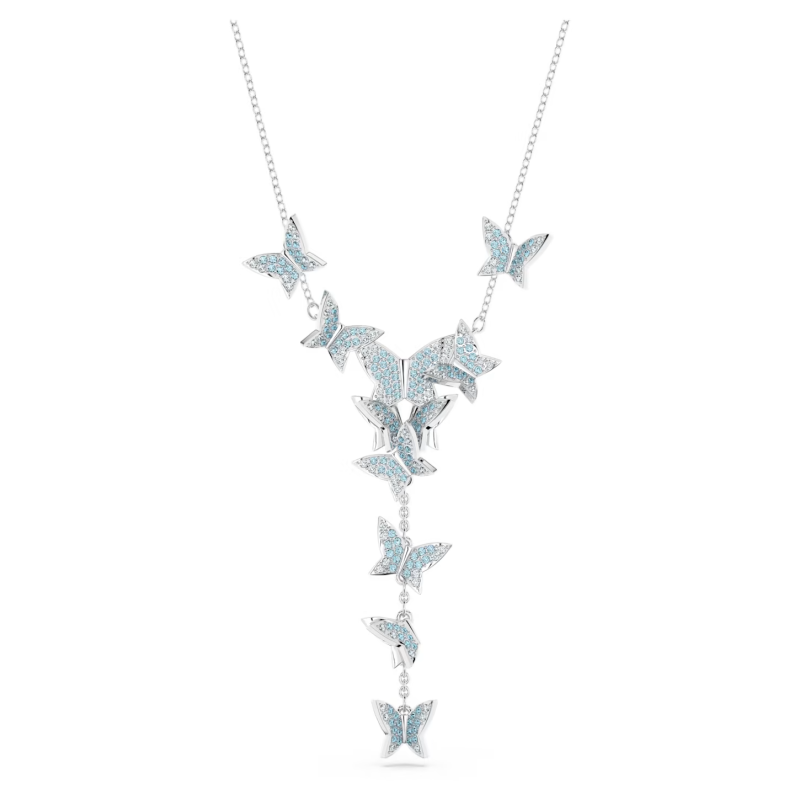2025 Fashion Lilia Y Necklace Butterfly White Blue Rose Gold-tone Rhodium Plated Necklace