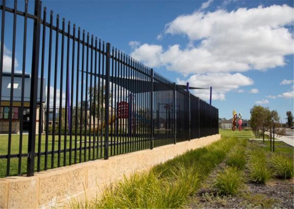 Powder coated Spear Top Garrison Steel Picket Fencing / Metal Garrison Steel Picket Fencing 2100mm height