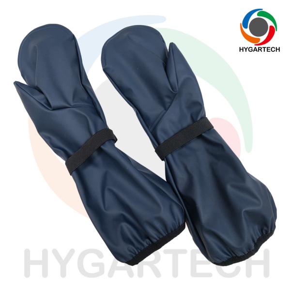 PU & Polyester Waterproof Windproof  Lined Blue Skiing Gloves For Winter Outdoor Adventures