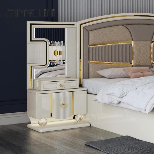 Wholesale Price King Size Double Leather Bed Suite Master Room Home White Full Wooden Mdf Luxury Bedroom Furniture Set