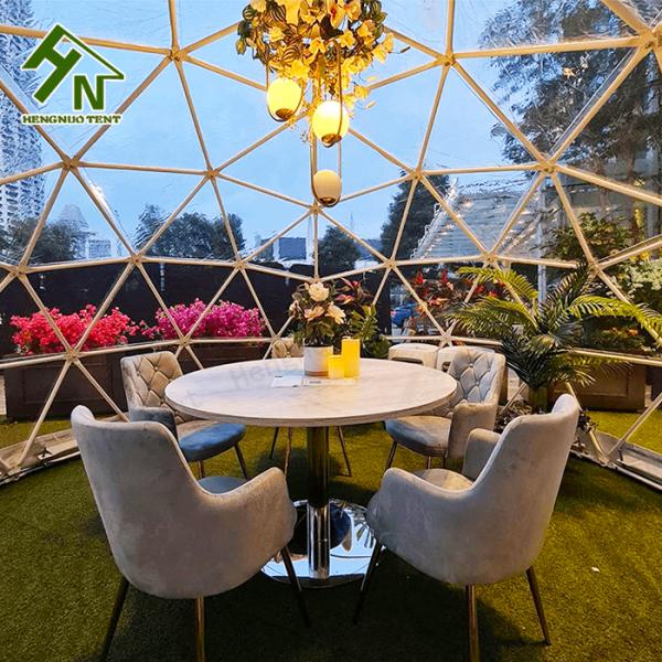 Steel Frame Restaurant Geodesic Dome Tent With Clear Pvc Roof Self Cleaning