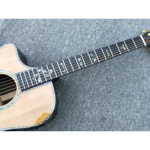 Left handed Cutaway 916 Acoustic guitar,Solid spruce top,Factory Ebony Fretboard Guitar,Abalone inlays OEM Guitar