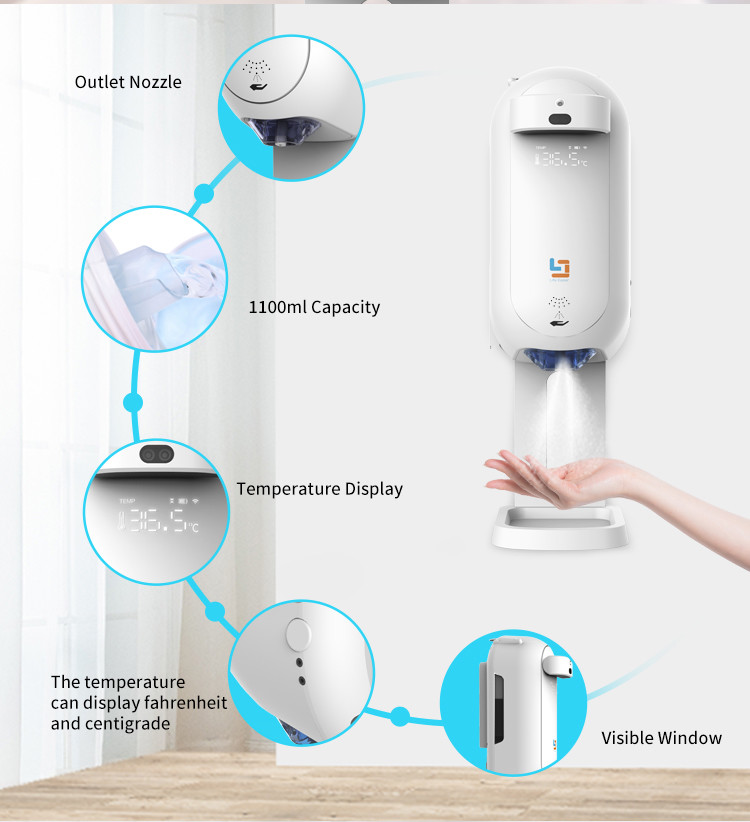 Распределитель мыла ABS 1100ml Touchless с положительной величиной ЗАЛОГА L5 термометра