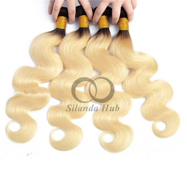 #T1B/613 Bleached Blonde Body Wave Remy Human Hair Bundles Sew In Weave Bundles Brazilian Bundle Deals