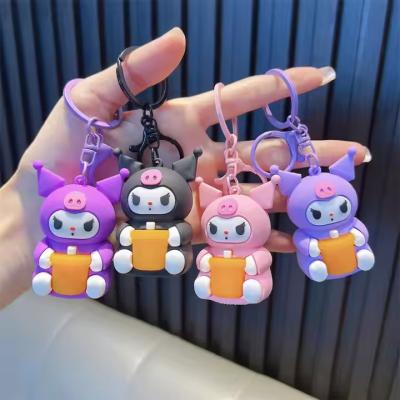 Le dessin animé Kuromi 3D, porte-clés en PVC doux, poignet en caoutchouc, beau et élégant
