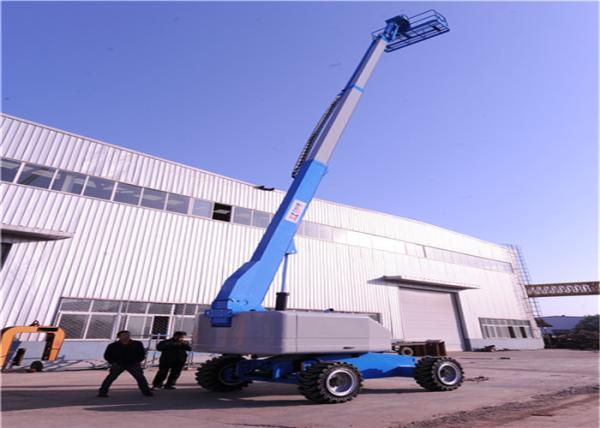 Regulating Wheels Straight Boom Lift With Independently Operated Hydraulic Outriggers