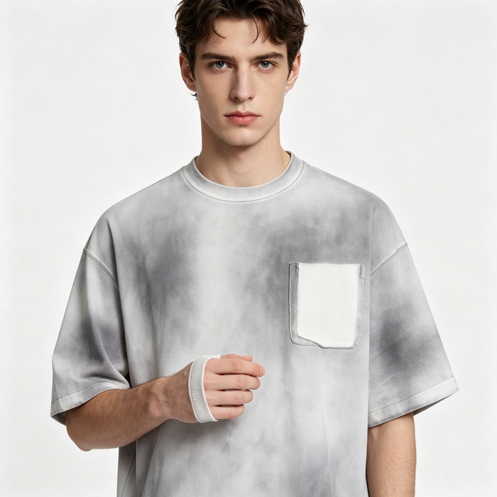 Mist Spray Vintage Wash T Shirt Gradient Streetwear Oversized T Shirt 275GSM
