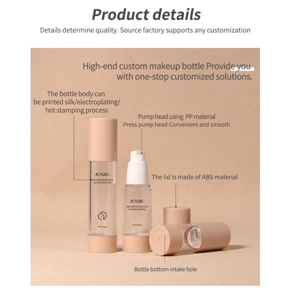 Cosmetic Packaging 15ml 30ml 50ml 100ml 120ml Transparent Empty Airless Dispenser Lotion Bottle with Green Plastic Head