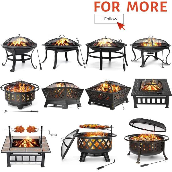 Round Steel Wood Burning Fire Pit for Outdoor Garden and Backyard Barbecue Grill