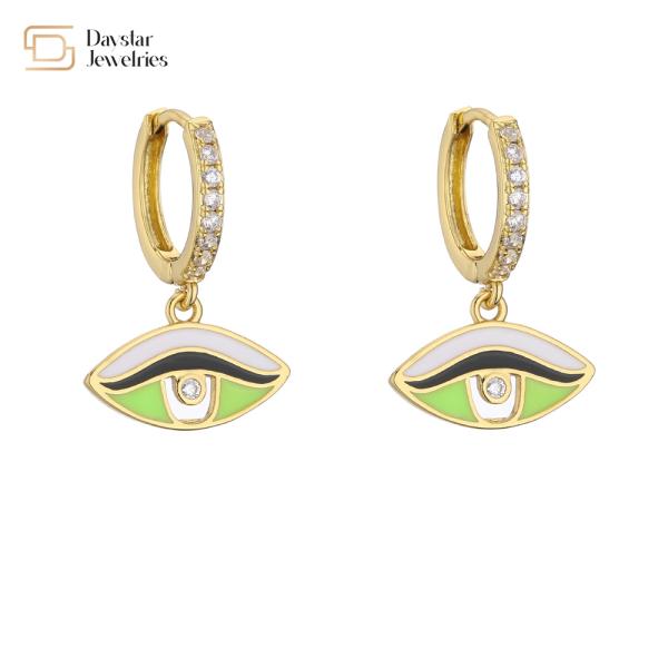 Zircon stone Evil Eye Earrings Colorful Enamel Diamond For Women