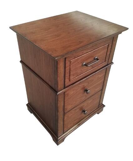 3 Drawer Hotel Bedside Tables For Bedroom Furniture , Walnut Veneer