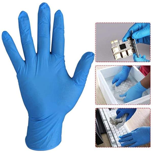 Large Royal Blue Disposable Industrial Nitrile Gloves
