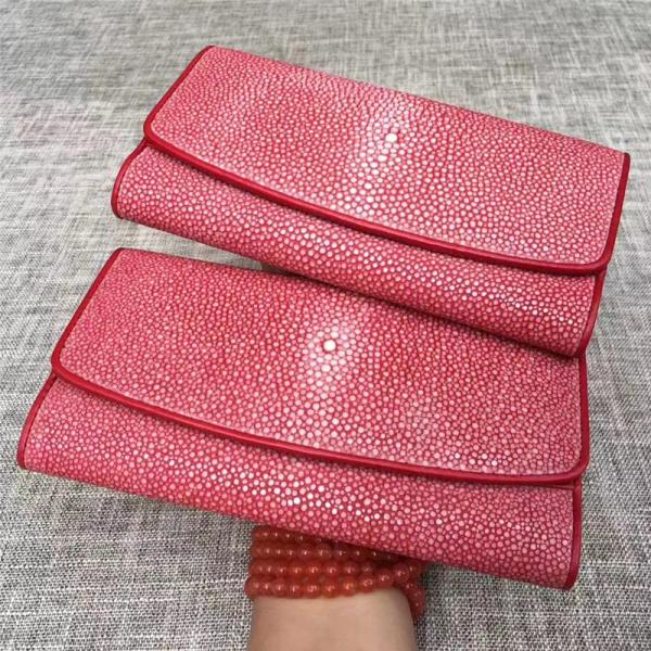 Authentic Smooth Stingray Skin Lady Large Wallet Genuine Leather Female Clutch Coin Purse Women Long Card Holders