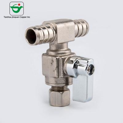 Medium Pressure 1/2''×1/2X1/2 Push Fit Tee Brass Angle Valve