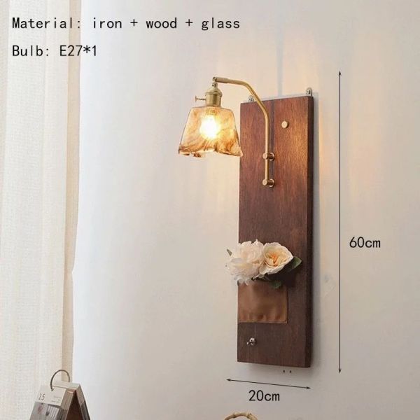 Japan Retro  Art Iron Glass Wood LED Decor Wall Lamp (WH-VR-127)