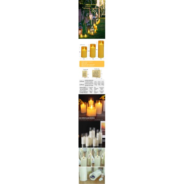 Acrylic Battery Powered Pillar Candles Glossy Flameless LED Candle Customized