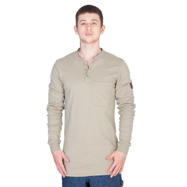 Fire Retardant Welding Workwear Henley Shirt Khaki FR Shirt Manufacturer