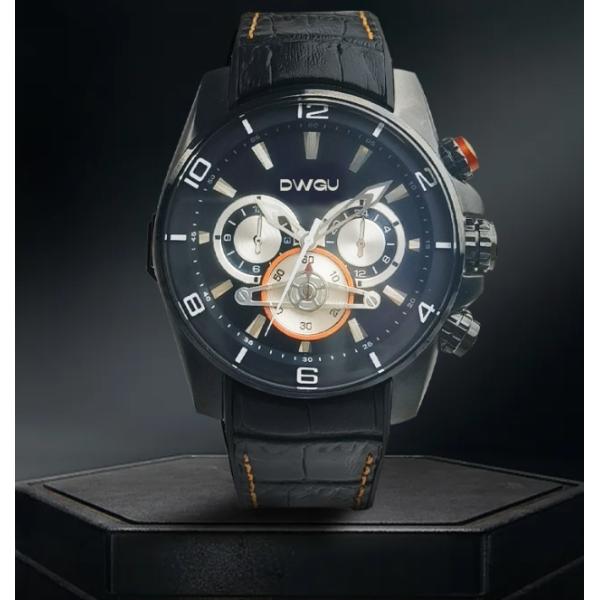 кварца хронографа наручных часов спорта 30mm ремень водоустойчивого военный неподдельный кожаный