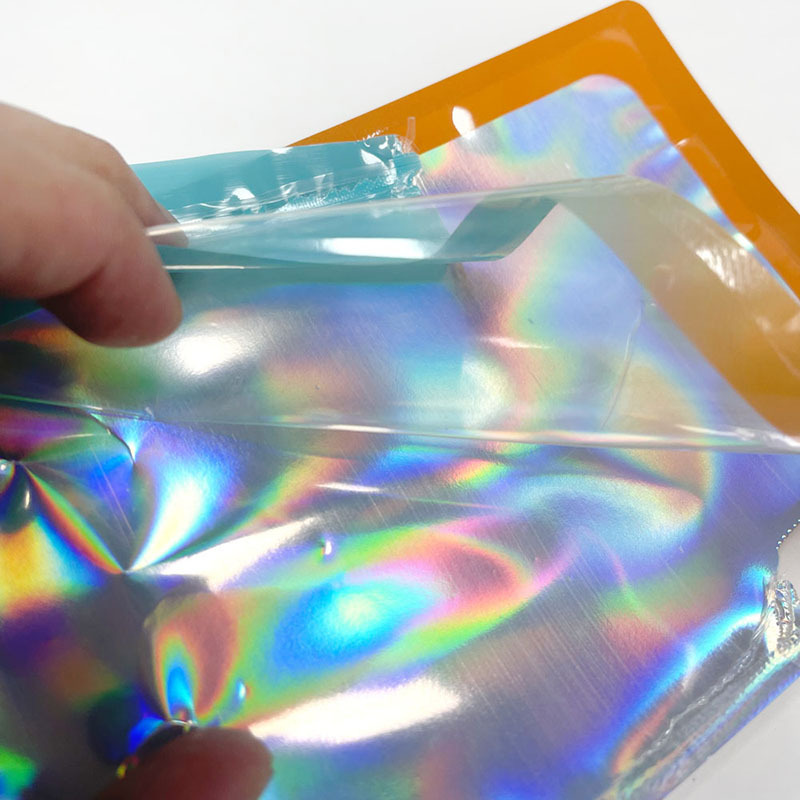 In Stock Resealable Holographic Ziplock Bags Durable Material Zip Lock Pouch Mylar Packaging Bag