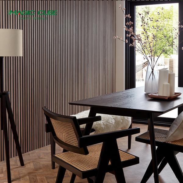 21mm Thick Acupanel Wood Slat Wall Panels With Black Acoustic Tissue Behind