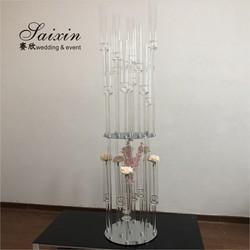 Antique Double 20 Holder Metal And Crystal Candelabra Glass Tube Tall Candlestick
