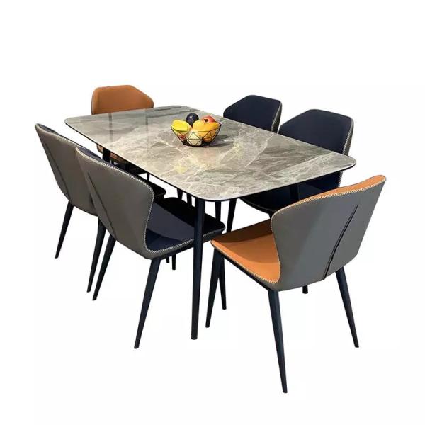 L130xd80xh75cm Rectangular Dining Room Table Chairs Set Marble Dining Room Furniture